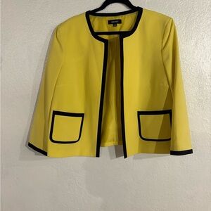 Nine West Bright Yellow Open-Front Blazer with Black Trim